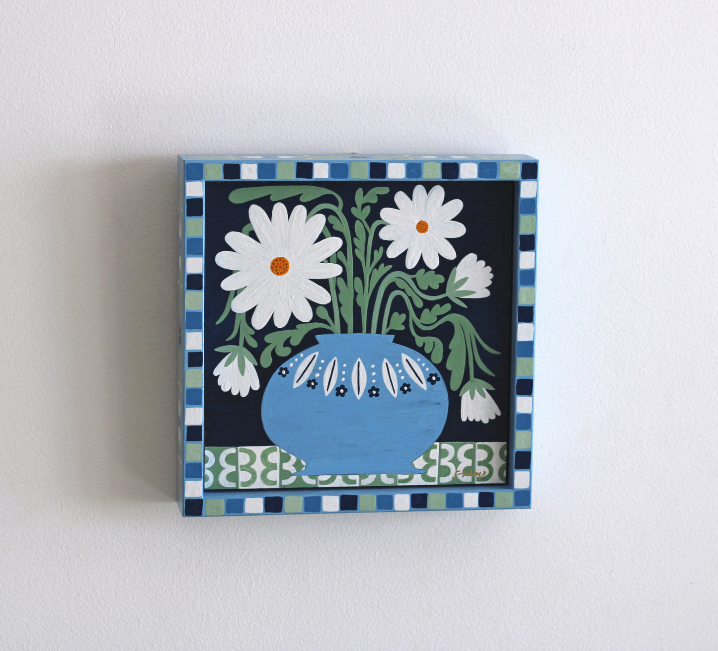 'Daisy on Navy' Original Art