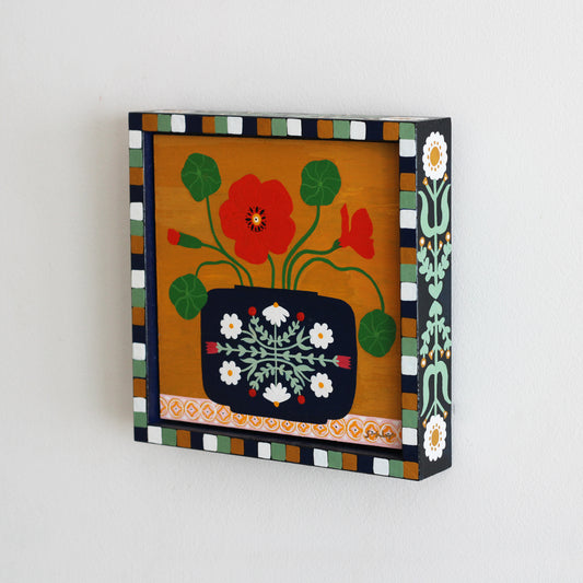 'Nasturtium on Ochre' Original Art