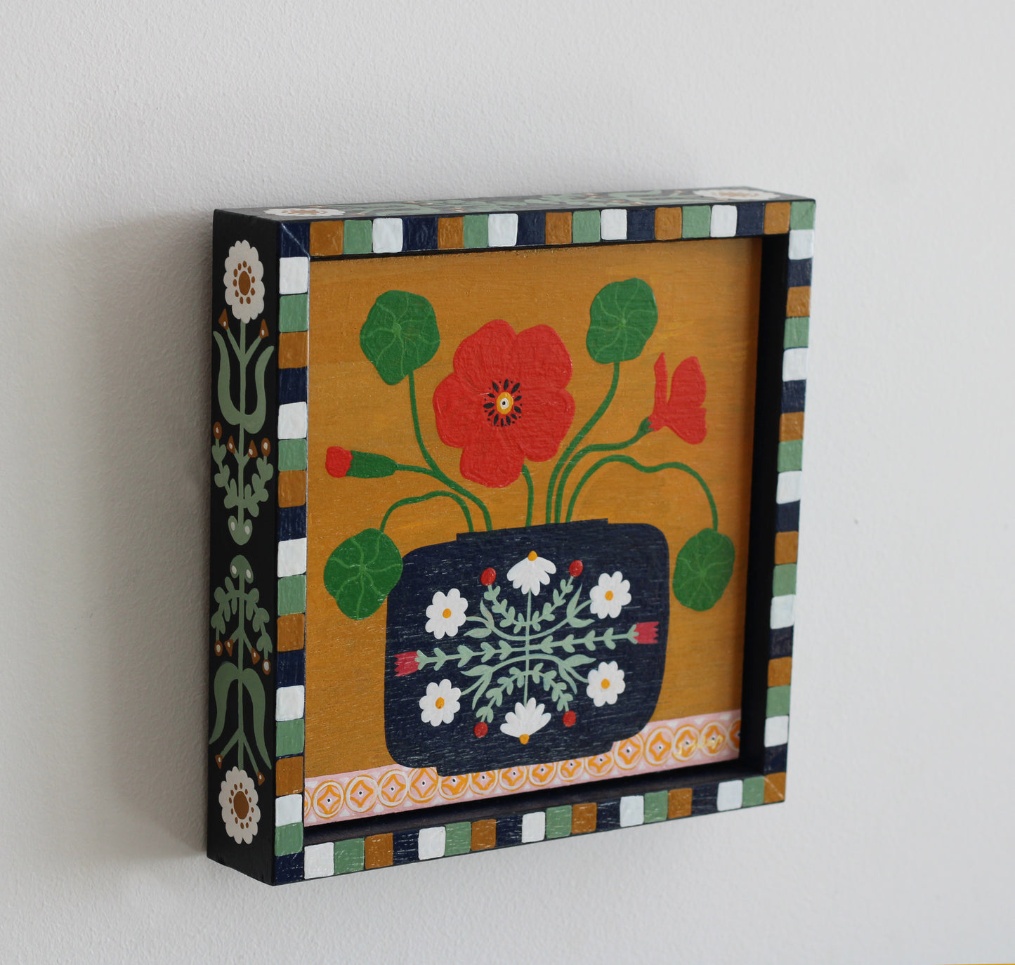 'Nasturtium on Ochre' Original Art