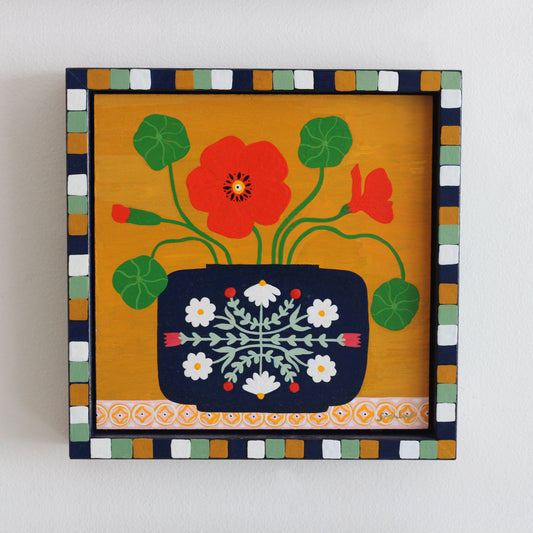 'Nasturtium on Ochre' Original Art