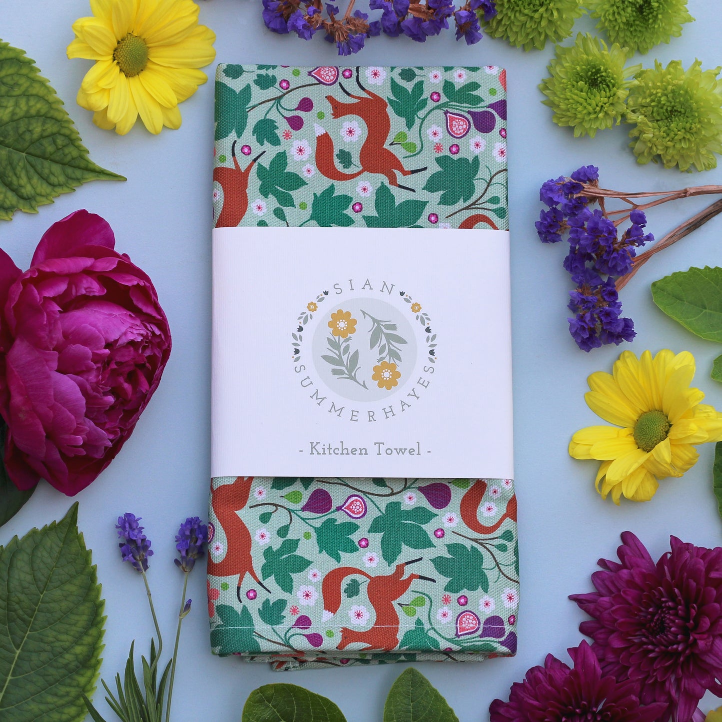 Kitchen Towel, Foxes and Figs