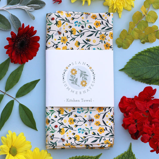 Kitchen Towel, Buttercup and Bee