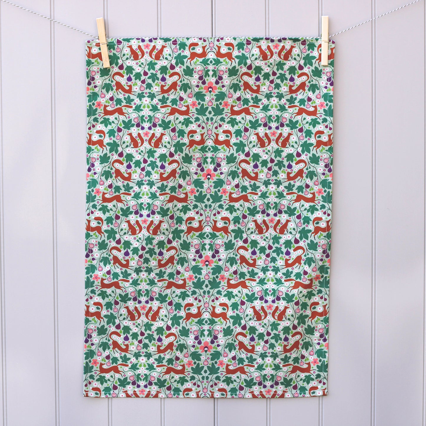 Kitchen Towel, Foxes and Figs