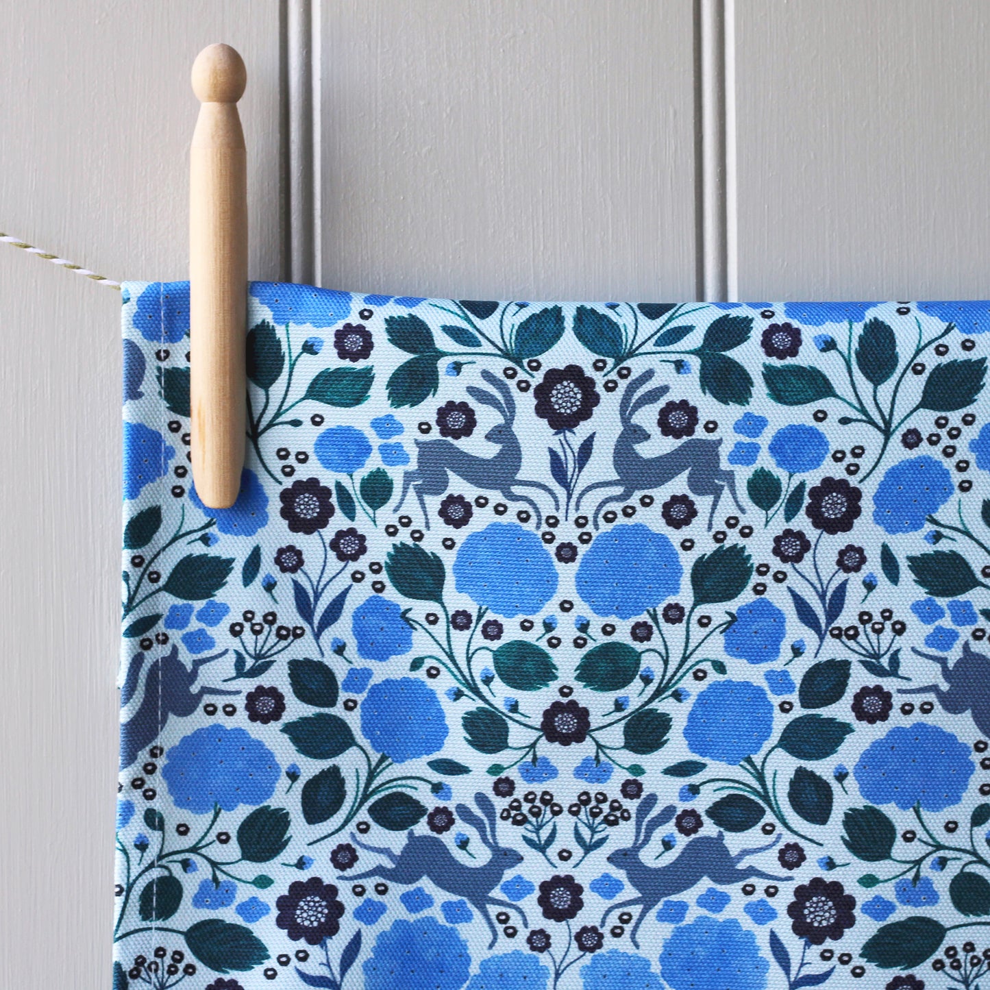 Kitchen Towel, Hares and Hydrangeas