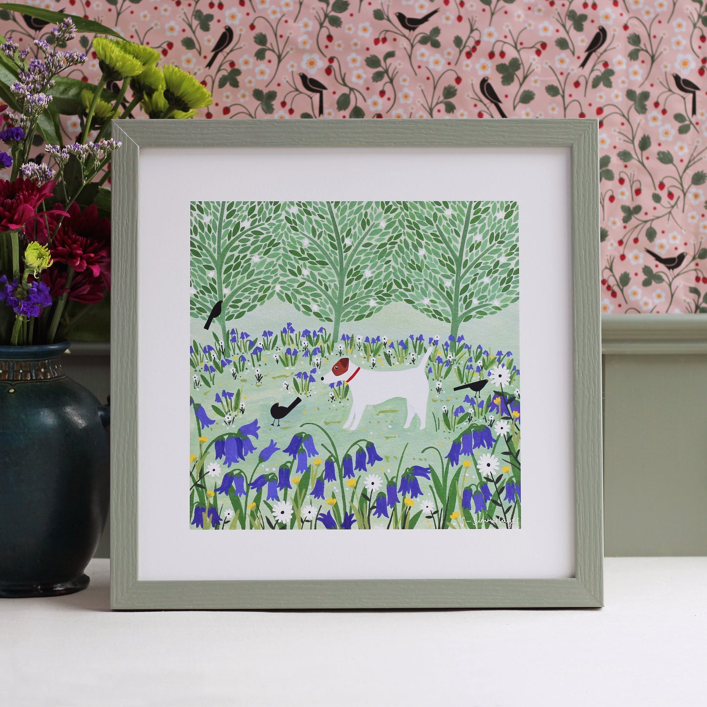 Jack Russell Among Bluebells Art Print