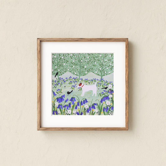 Jack Russell Among Bluebells Art Print
