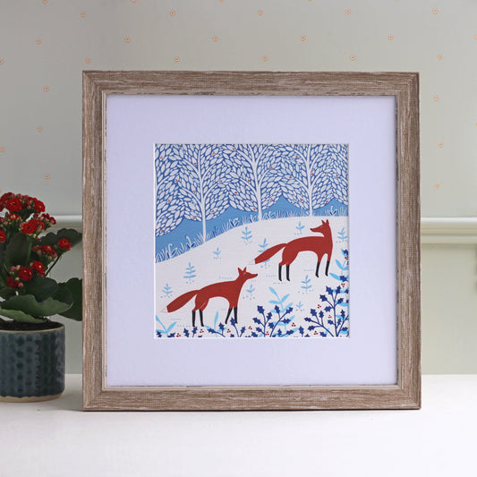 Winter Foxes Art Print