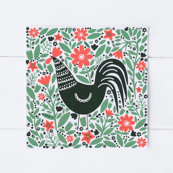Wholesale - SS027 Cockerel In A Field 150x150mm, Pack of 6 Greeting Cards