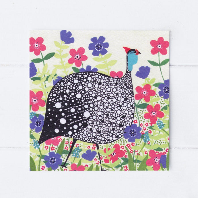 Wholesale - SS041 Guinea Fowl 150x150mm, Pack of 6 Greeting Cards