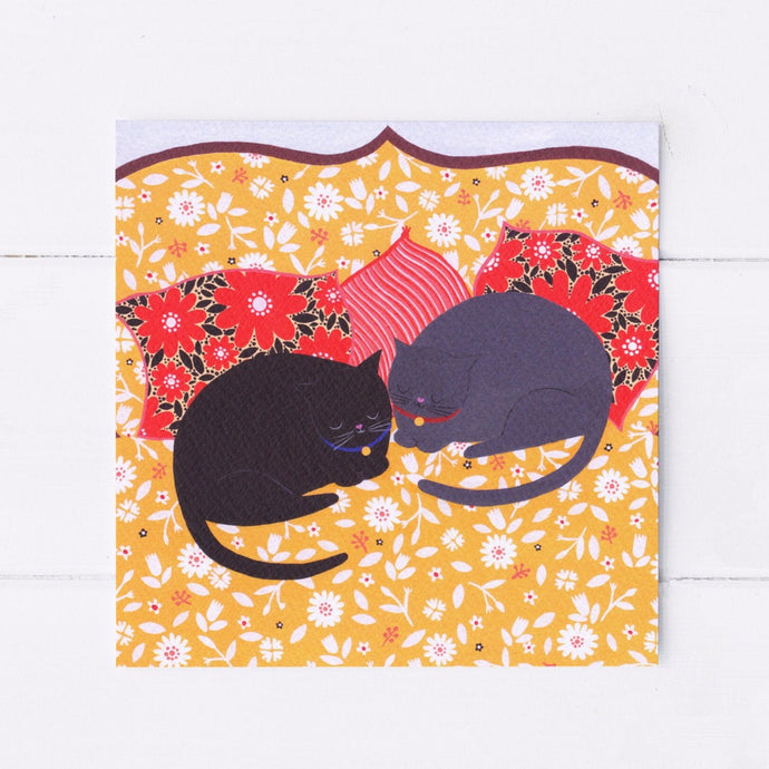 Wholesale - SS056 Cats Sleeping 150x150mm, Pack of 6 Greeting Cards