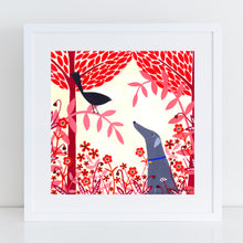 Load image into Gallery viewer, Autumn Greyhound And Blackbird Art Print