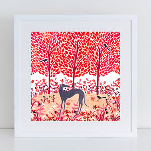 Autumn Greyhound Art Print