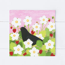 Load image into Gallery viewer, Blackbird Among Strawberries Greeting Card