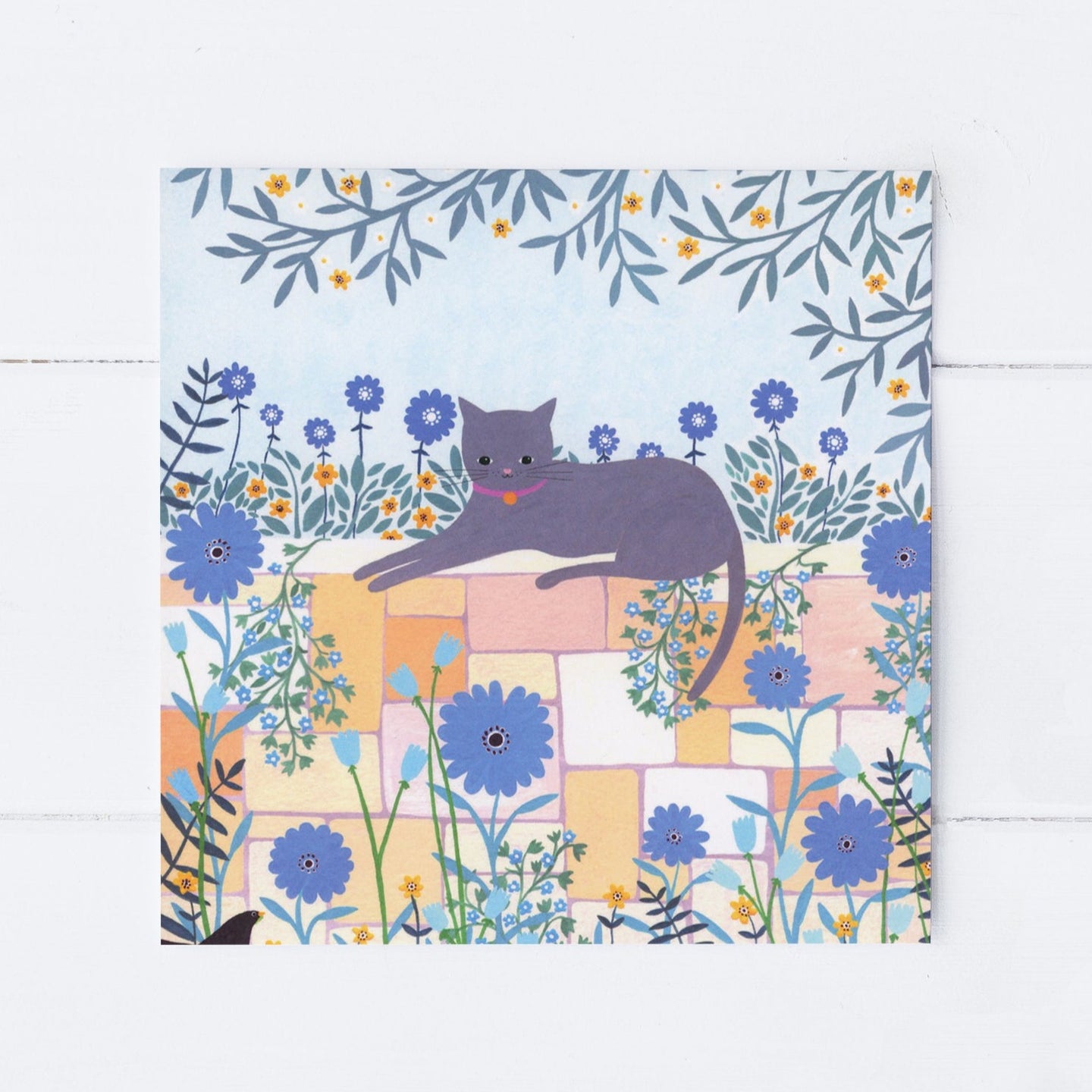 Cat On Wall Greeting Card
