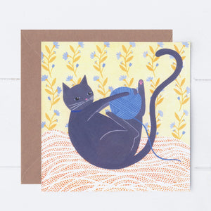 Cat With Wool Greeting Card