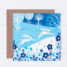 Load image into Gallery viewer, Snowy Night Hares Greeting Card