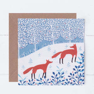 Winter Foxes Greeting Card