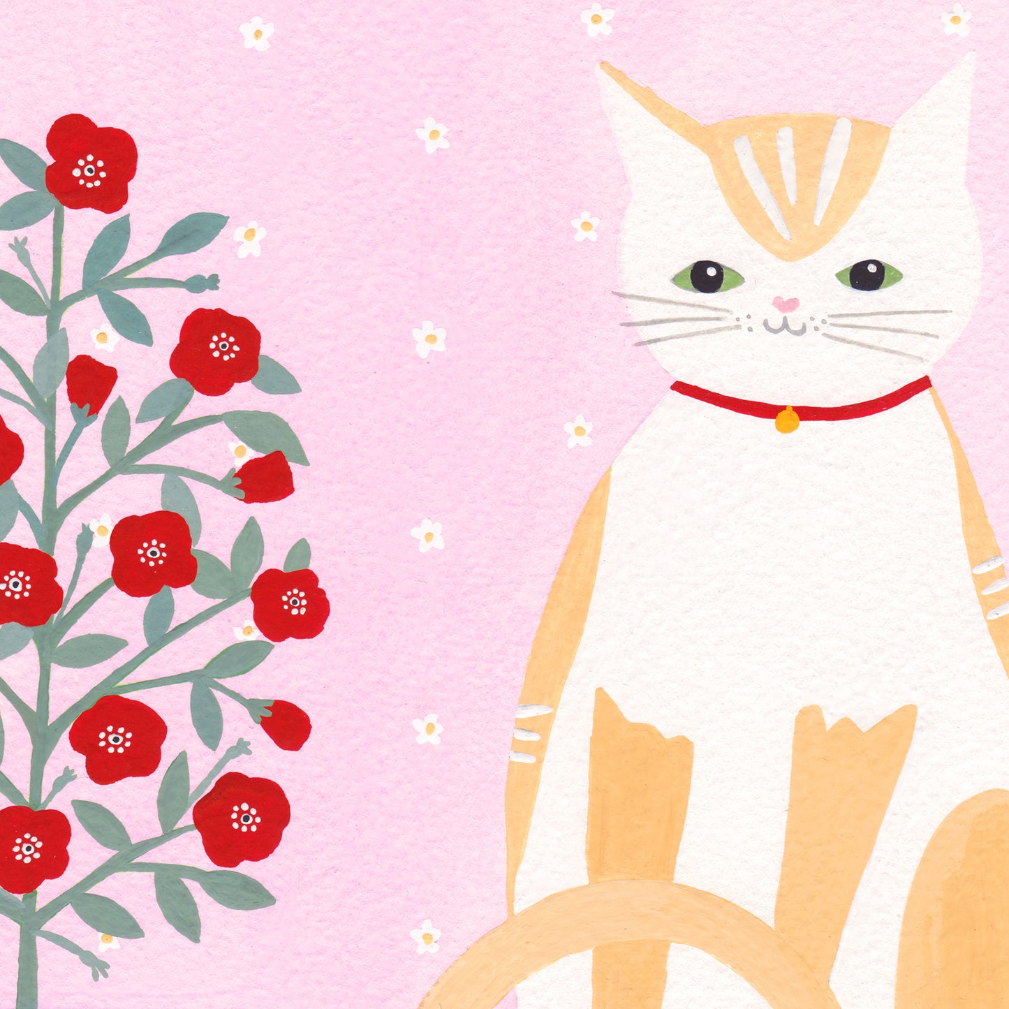 Cat With Pot Plant Art Print