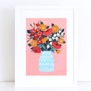 Floral On Peach Art Print
