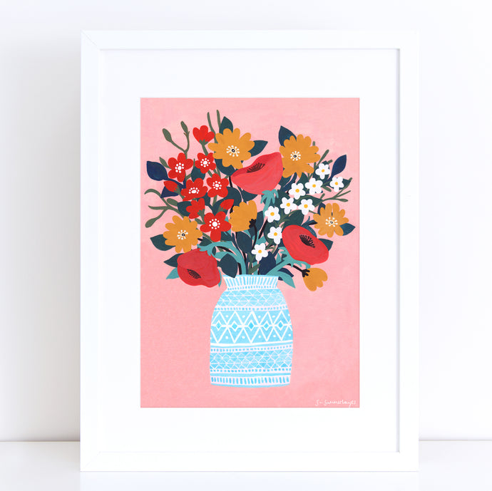 Floral On Peach Art Print