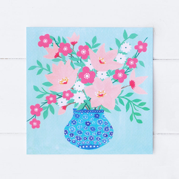 Floral On Mint Greeting Card