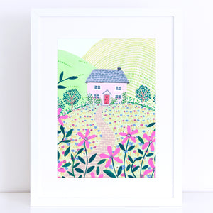 Pink Cottage Art Print