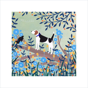 Beagle on Branch Art Print