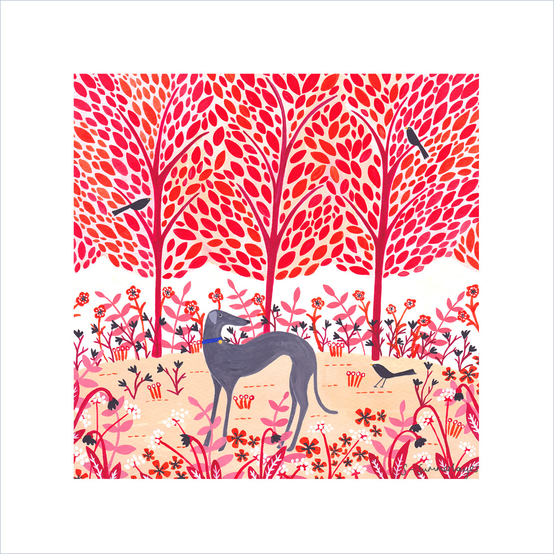 Autumn Greyhound Art Print