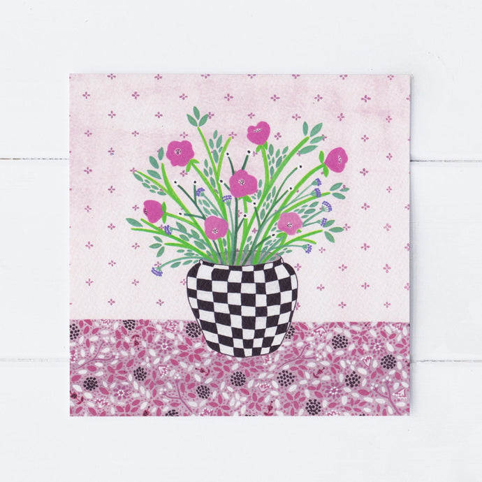 Checkered Vase Greeting Card