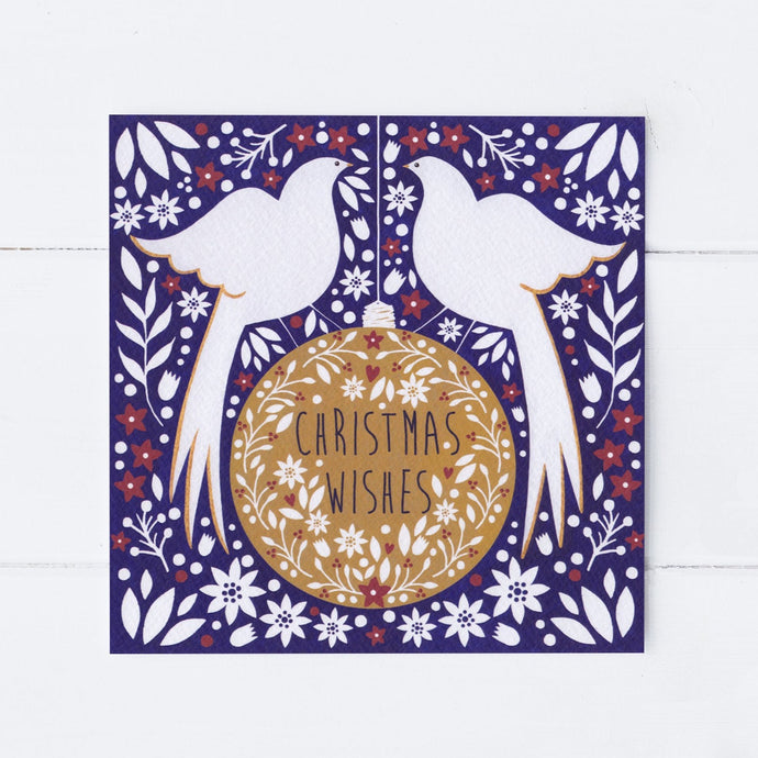 Doves On A Bauble Greeting Card