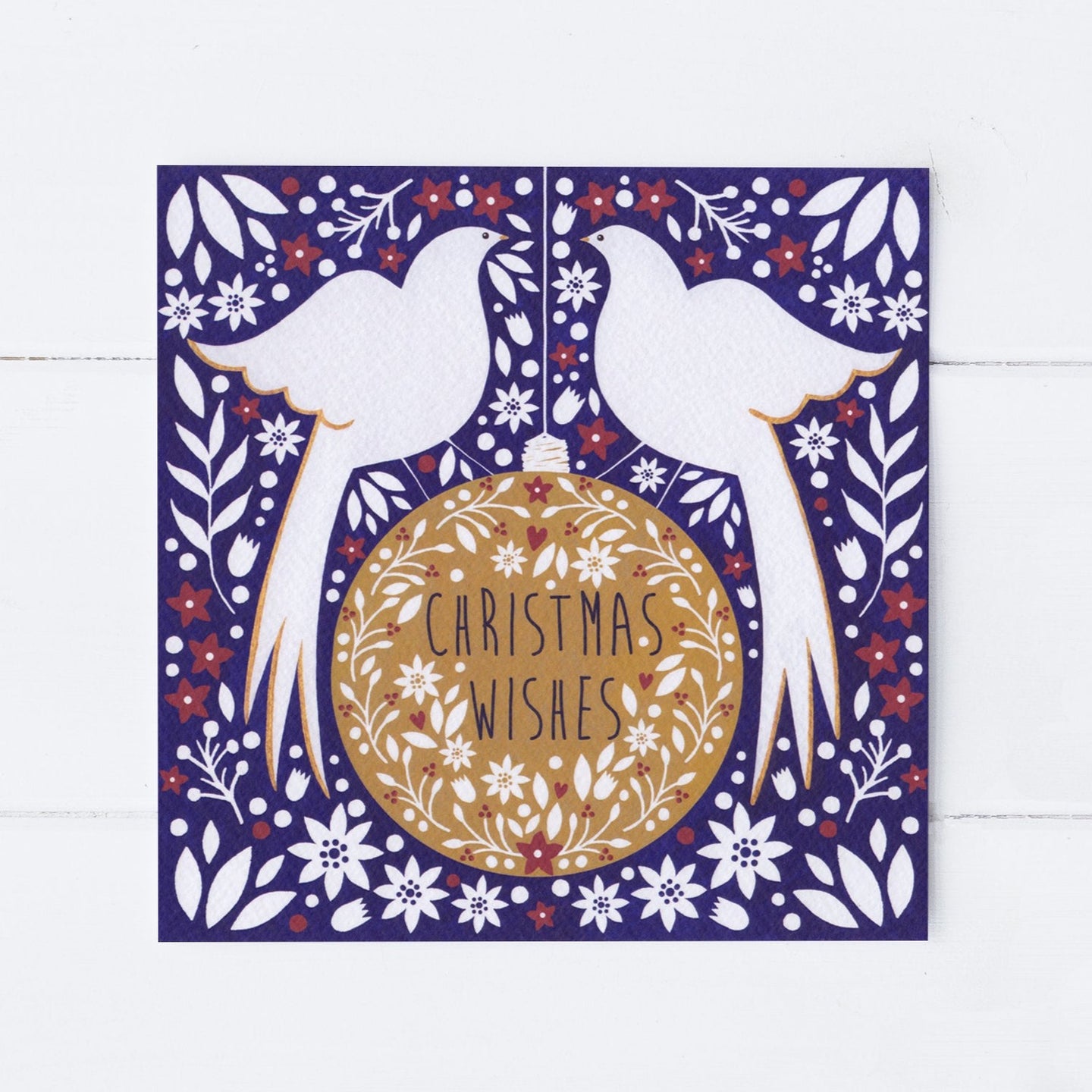 Doves On A Bauble Greeting Card