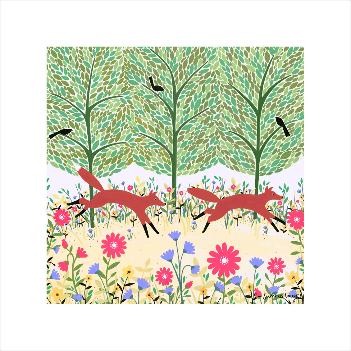 Summer Foxes Art Print
