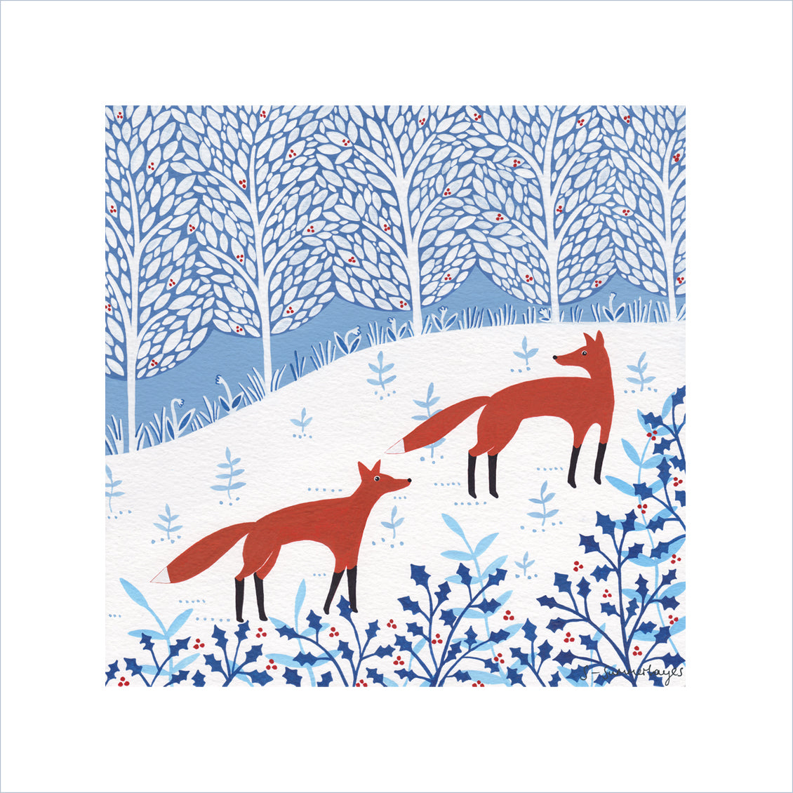 Winter Foxes Art Print