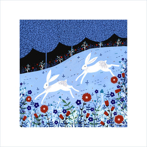 Winter Hares Art Print