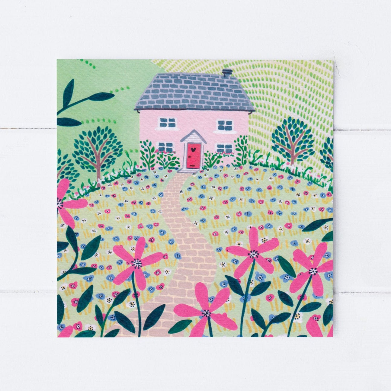 Pink Cottage Greeting Card