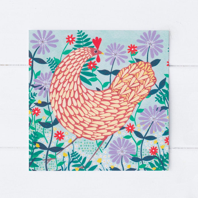 Wholesale - SS003 Brown Chicken 150x150mm, Pack of 6 Greeting Cards