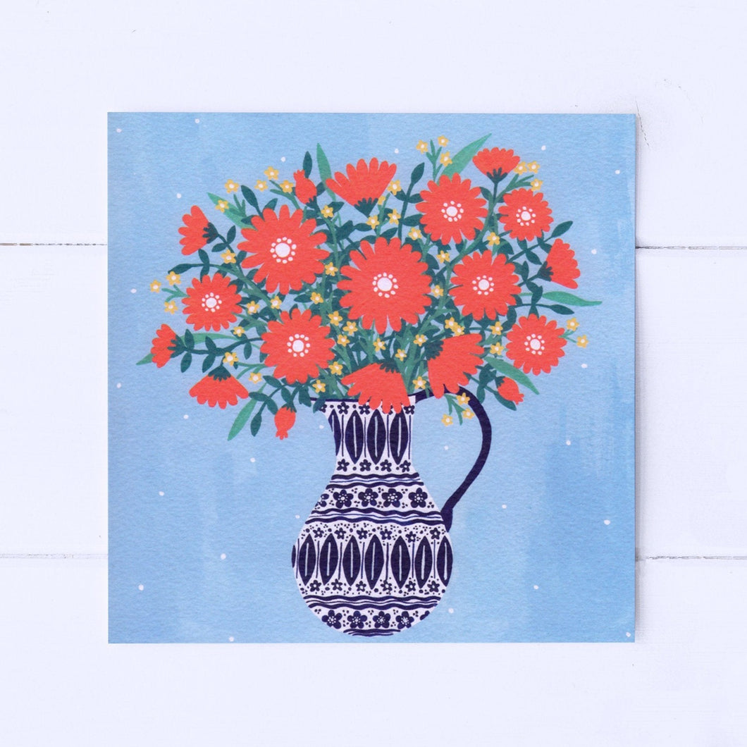 Jug of Orange Flowers Greeting Card