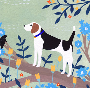 Beagle on Branch Art Print