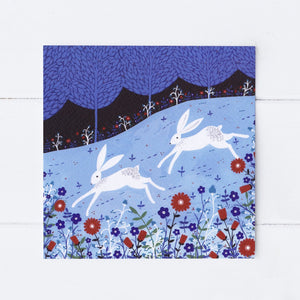 Winter Hares Greeting Card