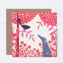 Load image into Gallery viewer, Autumn Greyhound And Blackbird Greeting Card