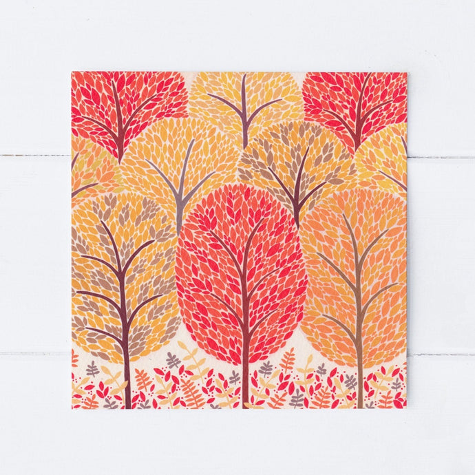 Wholesale - SS045 Autumn Trees 150x150mm, Pack of 6 Greeting Cards